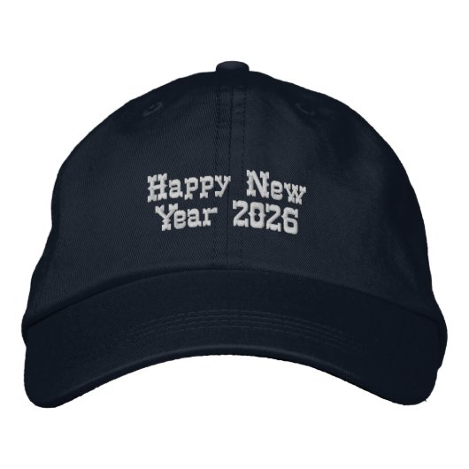 2026年新年お祝いパーティーハット ネイビー 刺繍入りキャップ (正面)