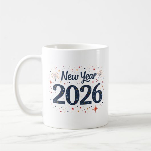 2026年新年お祝い スターと花火のマグカップ コーヒーマグカップ (左)