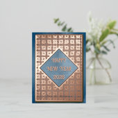 2026年新年のバラ金ゴールドパターン 箔シーズンポストカード (立ち正面)