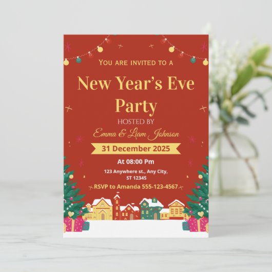 2026年新年のパーティー招待状 招待状 (スタンド正面)