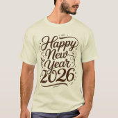2026年新年の挨拶と美しいデザインのTシャツ Tシャツ (正面)