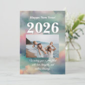 2026年新年の挨拶カード - エレガントな祭り シーズンカード (スタンド正面)