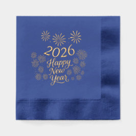 2026年新年の書道と花火 箔ナプキン