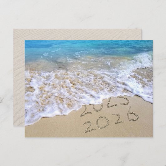 2026年新年の熱帯海ビーチ シーズンポストカード (正面/裏面)