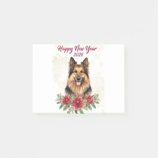 2026年新年の犬の子供ポスター ポストイット (正面)