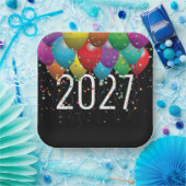 2026年新年の風船 ペーパープレート (パーティー)
