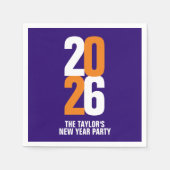 2026年新年イベントカスタムオレンジ白ダークブルー スタンダードカクテルナプキン (正面)