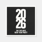 2026年新年イベント白黒ナプキン スタンダードカクテルナプキン (正面)