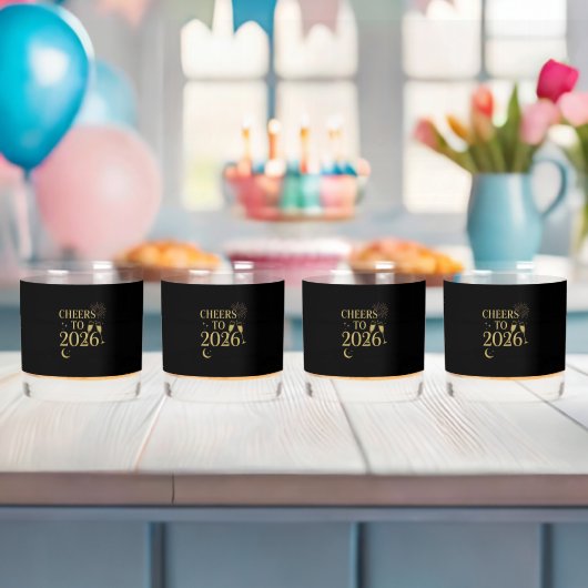 2026年新年ウイスキーエレガントグラス – ブラック&金ゴールド ウイスキーグラス (インサイチュ (ベビーシャワー))