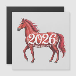 2026年新年カード 赤い馬のイラスト
