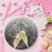 2026年新年シャンパントーストと花火 ペーパープレート (パーティー)