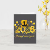 2026年新年トップハット風船パーティー新年 カード (黄色い花)