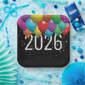 2026年新年バルーン ペーパープレート (パーティー)