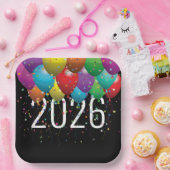 2026年新年バルーン ペーパープレート (パーティー)