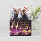2026年新年パープル金ゴールドシャンパンビジネスフォト シーズンカード (スタンド正面)