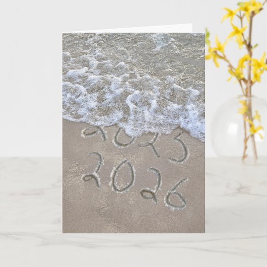 2026年新年ビーチ カード (黄色い花)