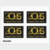 2026年新年フェイクゴールドタイポグラフィ 長方形シール (シート)