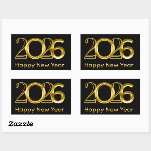 2026年新年フェイクゴールドタイポグラフィ 長方形シール (シート)
