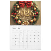 2026年新年フェスティブリースワース カレンダー (2月 2027)
