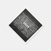 2026年新年ブラックロック上のワードクラウド スタンダードカクテルナプキン (角)