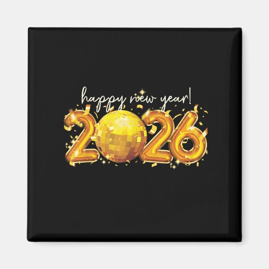 2026年新年レトロボールお祝い マグネット (正面)