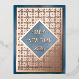 2026年新年ローズゴールド柄 箔シーズンポストカード