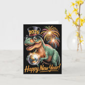 2026年新年恐竜面白いT-レックスTシャツ キッズ用 カード (黄色い花)