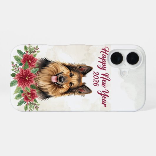 2026年新年犬アート iPhone 16ケース (裏面横)