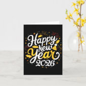 2026年新年花火パーティー グラフィック メンズ ウォ カード (黄色い花)