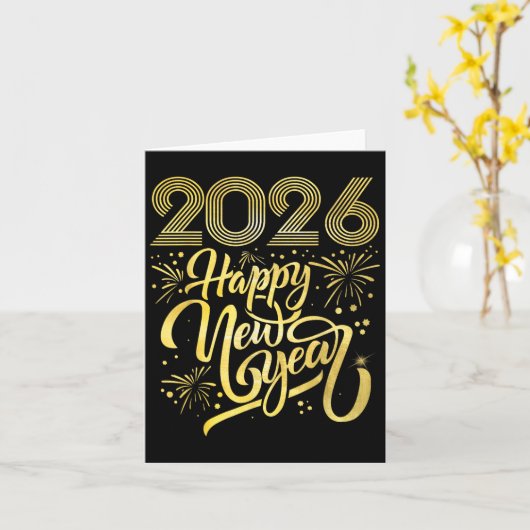 2026年新年花火 カード (黄色い花)