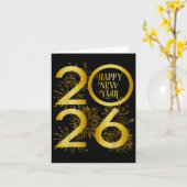 2026年新年花火 - 2026年あけましておめでとうございます カード (黄色い花)