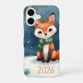 2026年新年 かわいい冬の狐 iPhoneケース iPhone 16ケース (裏面)