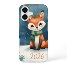 2026年新年 かわいい冬の狐 iPhoneケース
