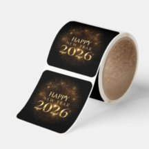 2026年新年 ブラックゴールドの高級ステッカー ロール