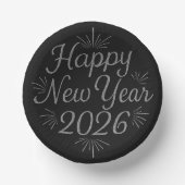 2026年新年 ブラック＆シルバーグリッター ペーパーボウル (正面)