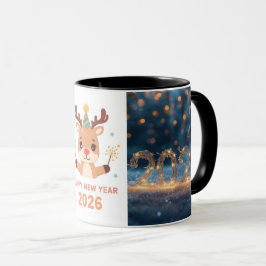 2026年新年+狐+トナカイ+マグカップ マグカップ