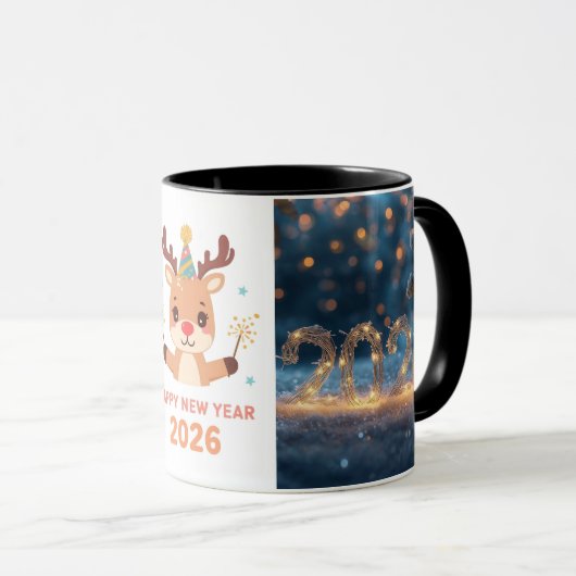 2026年新年+狐+トナカイ+マグカップ マグカップ (正面右)
