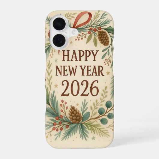 2026年新年 田舎風 iPhone 16ケース (裏面)