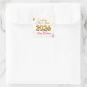2026年新年 祝祭的なクリスマスの緑 スクエアシール (バッグ)