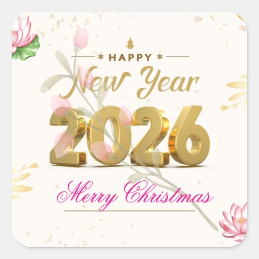 2026年新年 祝祭的なクリスマスの緑 スクエアシール (正面)
