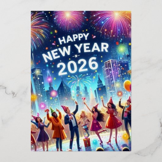 2026年新年 金色花火 箔シーズンカード (正面)