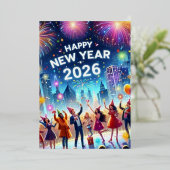 2026年新年 金色花火 箔シーズンカード (立ち正面)