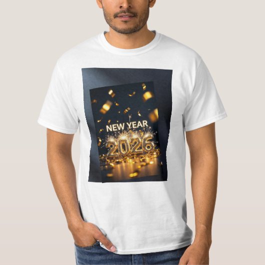 2026年新年Tシャツ - 祝祭的なお祝い Tシャツ (正面)