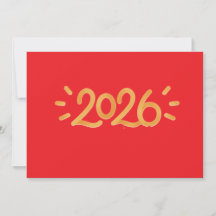 2026年旧正月パーティー招待状 - 赤と金