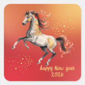 2026年旧正月 馬 新年パーティー スクエアシール (正面)