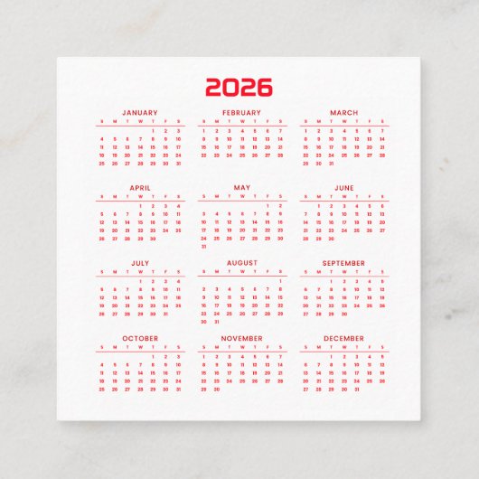 2026年暦年 スクエア名刺 (裏面)