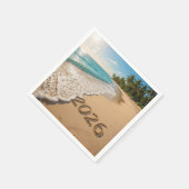 2026年正月の熱帯ビーチ スタンダードカクテルナプキン (角)