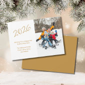 2026年正月ファミリーフォト金ゴールドタイポグラフィ シーズンカード
