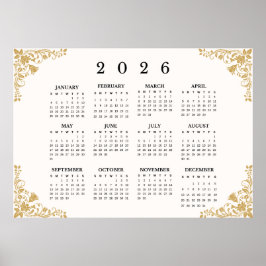 2026年水平壁掛けカレンダーポスター ポスター