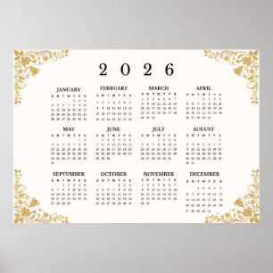 2026年水平壁掛けカレンダーポスター ポスター